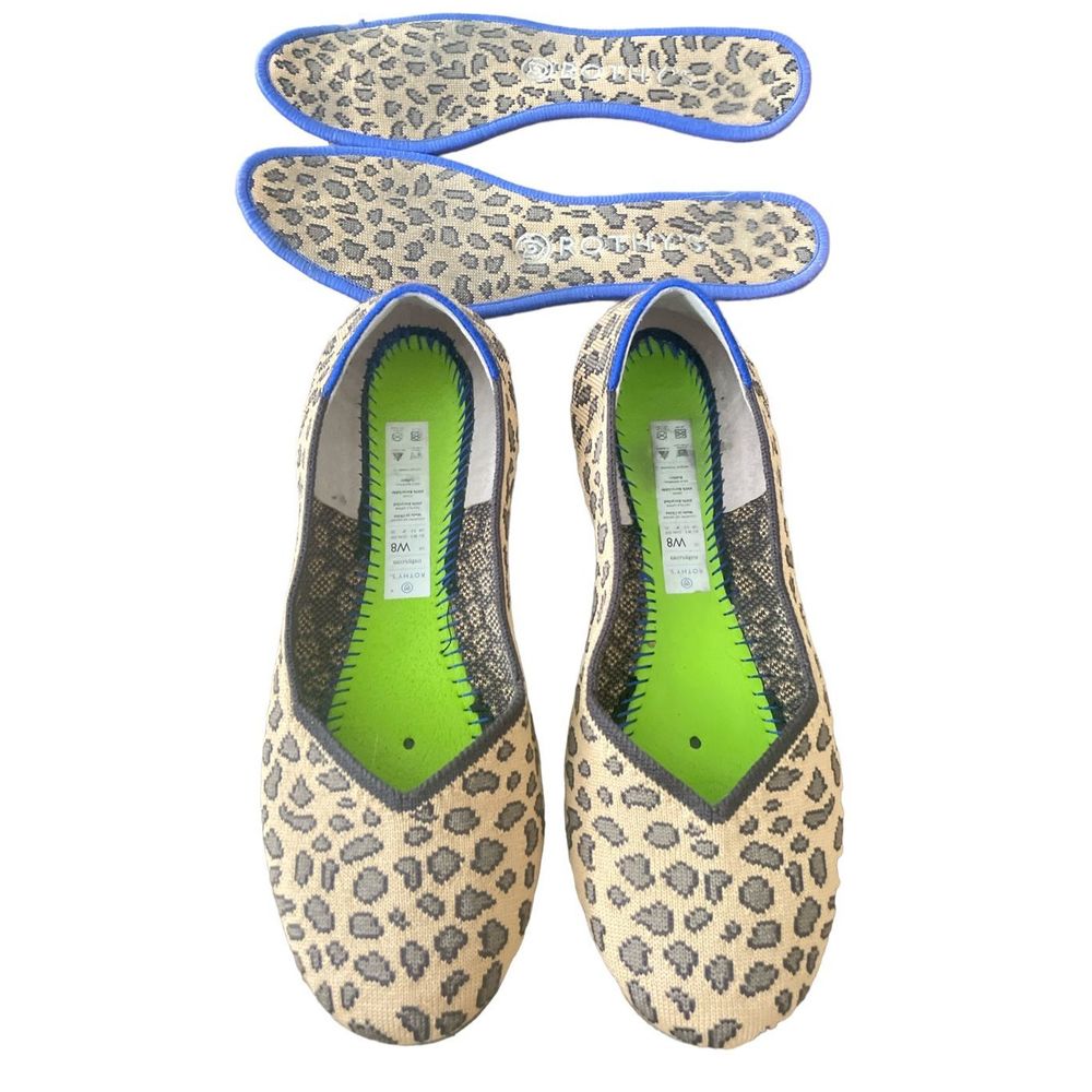 Rothy’s round toe retired flat cheetah shoes size 8